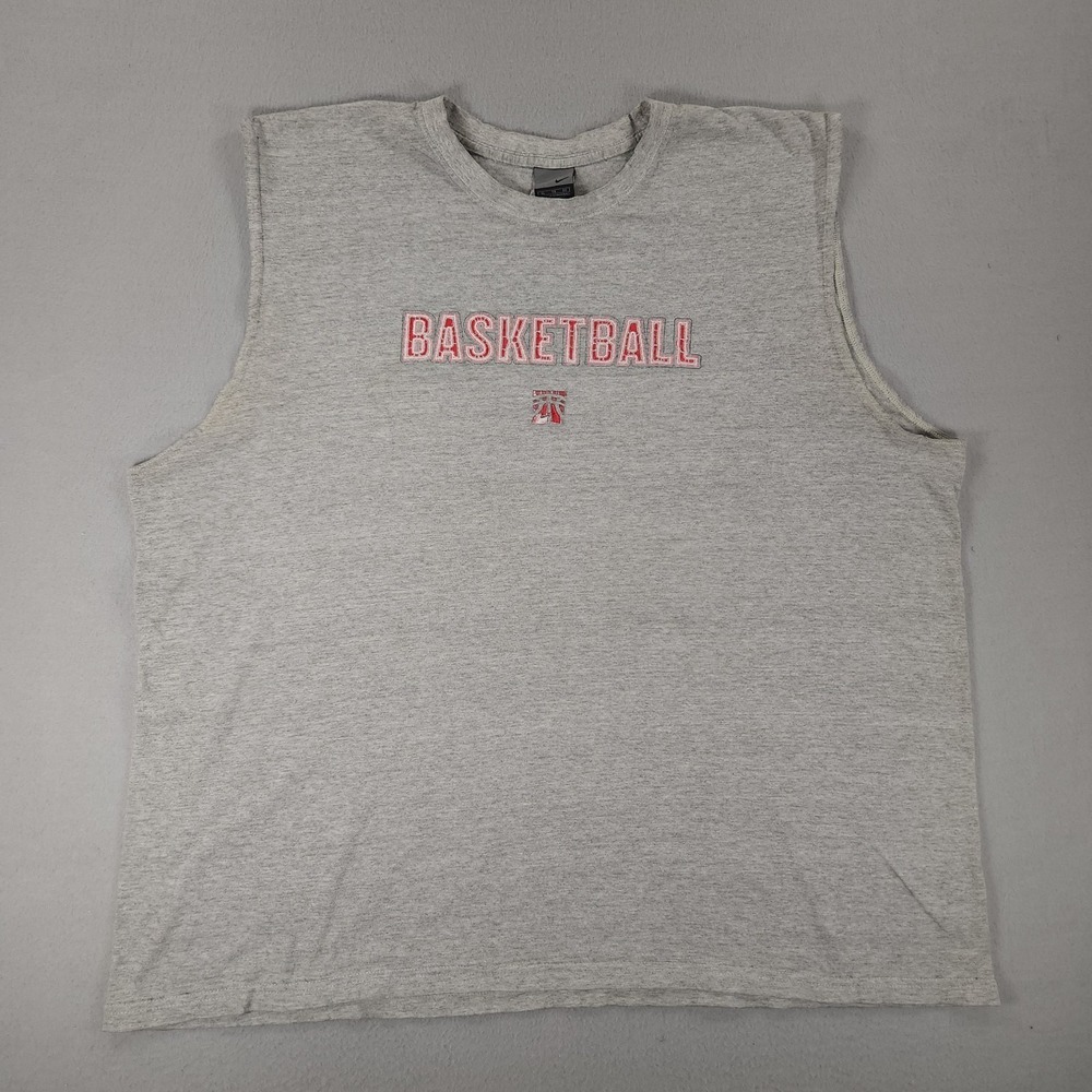 Vintage Nike T-Shirt Mens XL Gray Basketball Graphic Sleeveless Top 90s Y2K